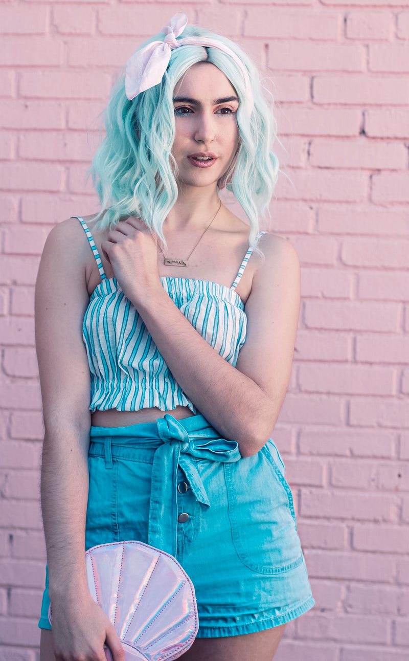 High waisted tie jean shorts outlet
