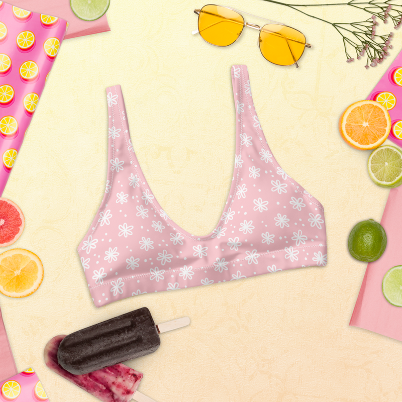 Recyled Bikini Top in Pink Lemonade