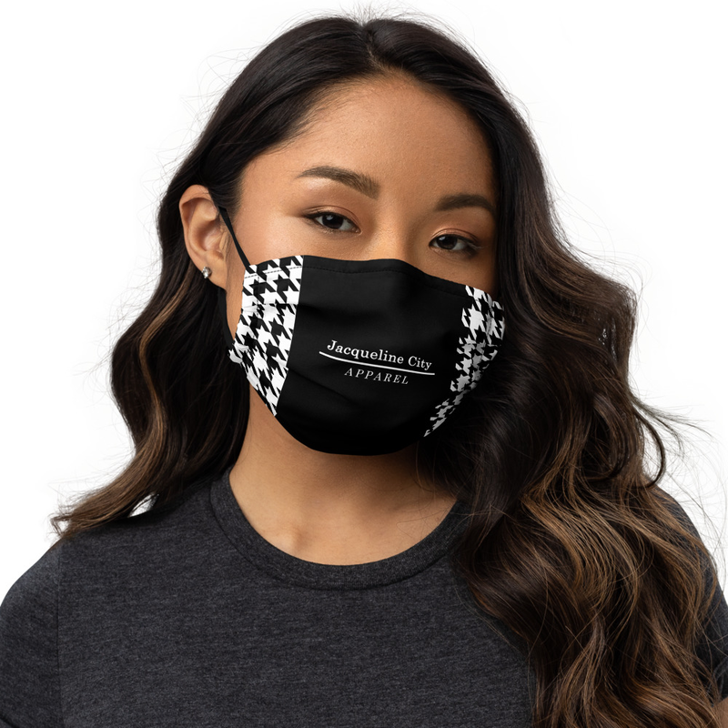 Houndstooth Black Face Mask