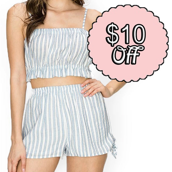 Blue and White Stripped Sailor Set