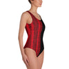 Split Black and Red One-Piece Swimsuit