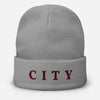 CITY Embroidered Fold-Over Beanie
