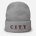 CITY Embroidered Fold-Over Beanie