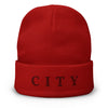 CITY Embroidered Fold-Over Beanie