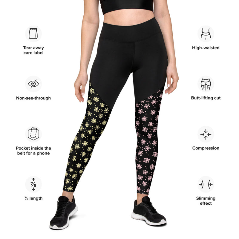 Premium Compression Leggings in Wild Daisy