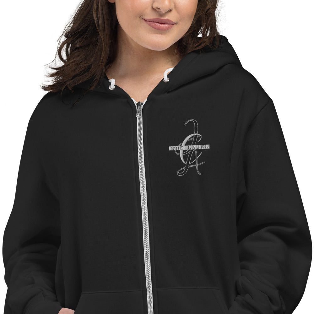 Embroidered Zip Through Hoodie