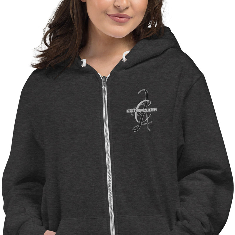 JCA: The Label Embroidered Zip-Up Hoodie